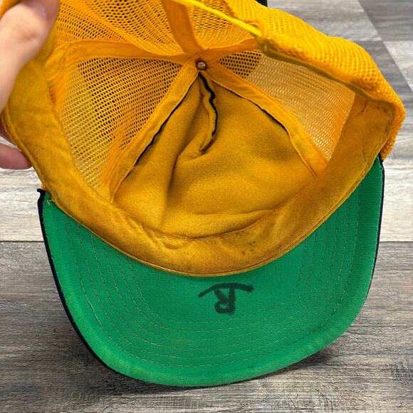 University of Michigan Trucker Hat Cap 80s 3 Stripe Foam Mesh Navy Blue Vintage‎ - Picture 7 of 10